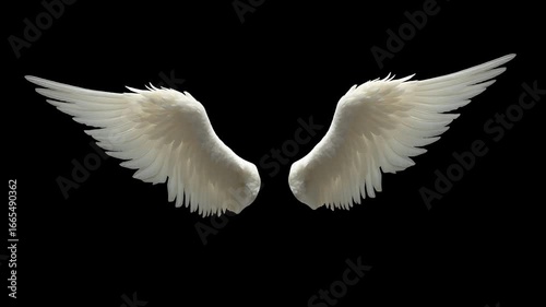 flapping of angel's wings loop in alpha channel. transparent background