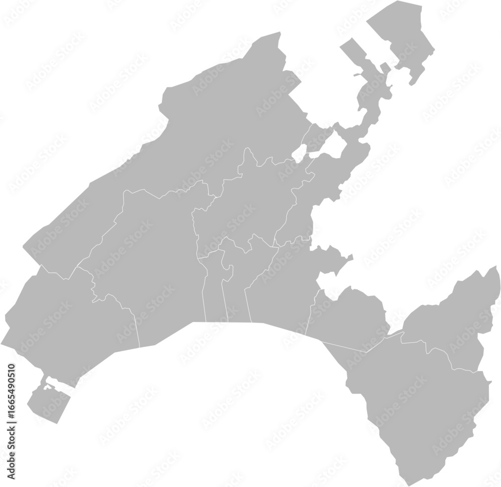 Fototapeta premium Vaud, Switzland – administrative vector map with district boundaries (Oblique Mercator projection, PPT-compatible & fully editable)