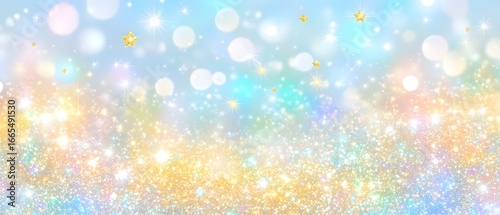 Magical Pastel Glitter Background with Stars and Bokeh Lights