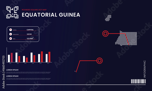 Square dot map of Equatorial Guinea with presentation layout template