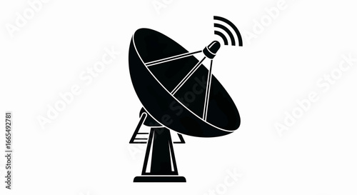 Satellite Dish Vector Illustration Icon for Communication Technology