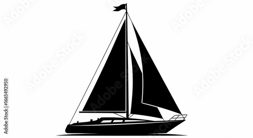 Sailboat silhouette vector illustration, sailing yacht icon