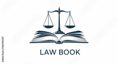 Vector Illustration of Law Book with Scales Icon Graphic