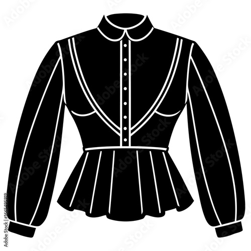 Women’s bolero jacket technical flat sketch, front and back view, vector fashion CAD drawing, isolated on white background