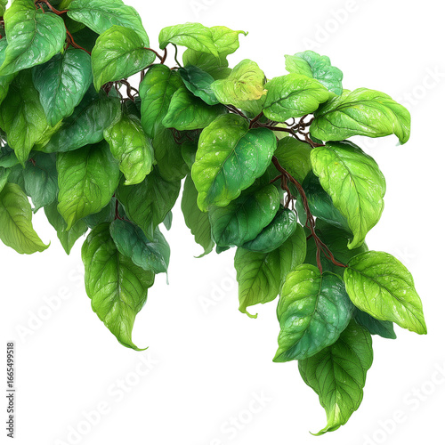 Lush foliage greenery leaves botanical plant nature fresh backdrop isolated on transparent background