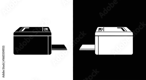 An outline style office printer, a modern icon for IT services, printing solutions, and corporate office equipment catalogs.