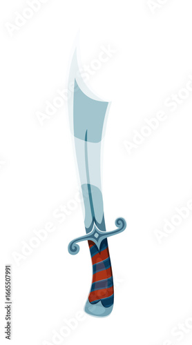 Pirate bandit cartoon blade sword game asset. Buccaneer sailor ancient isolated vector cutlass blade, corsair or privateer bandit weapon sabre game icon. Pirate captain fantasy sword videogame asset