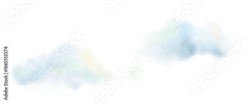 水彩テクスチャの雲のイラストあしらい素材