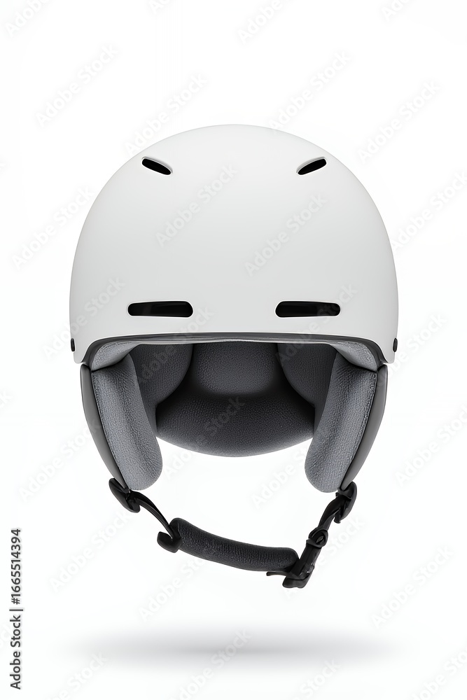 Fototapeta premium White Snow Helmet with Gray Padding - Front View