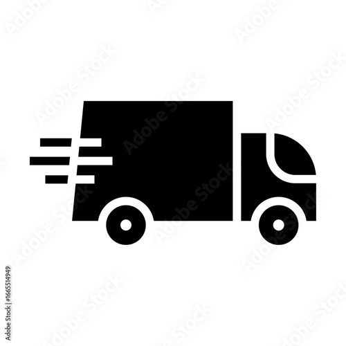 icono de camión veloz. Transporte rápido y entrega urgente. Ilustración vectorial