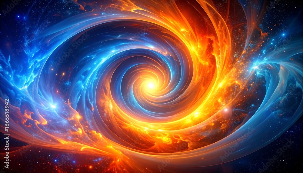 Obraz premium Fire and Ice Cosmic Swirl.