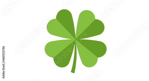 A vibrant green four-leaf clover, symbolic of luck and fortune.