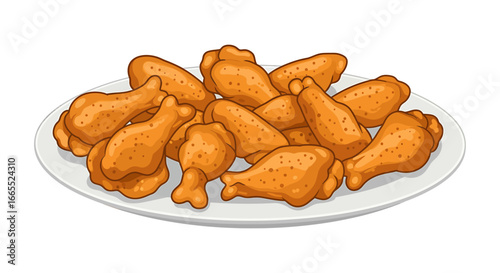 A plate filled with crispy, golden-brown fried chicken wings, ready to eat.