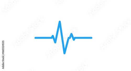 Simple blue EKG heartbeat line graph, medical symbol, vital signs.