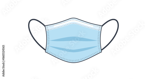 Light blue disposable face mask with ear loops, isolated on white background.