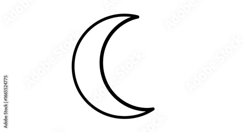 Simple line drawing of a crescent moon, night sky symbol.