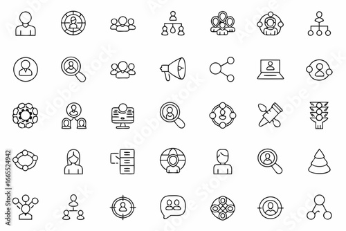 Discover powerful icons representing team collaboration, organizational structures, and user engagement for modern business and marketing strategies