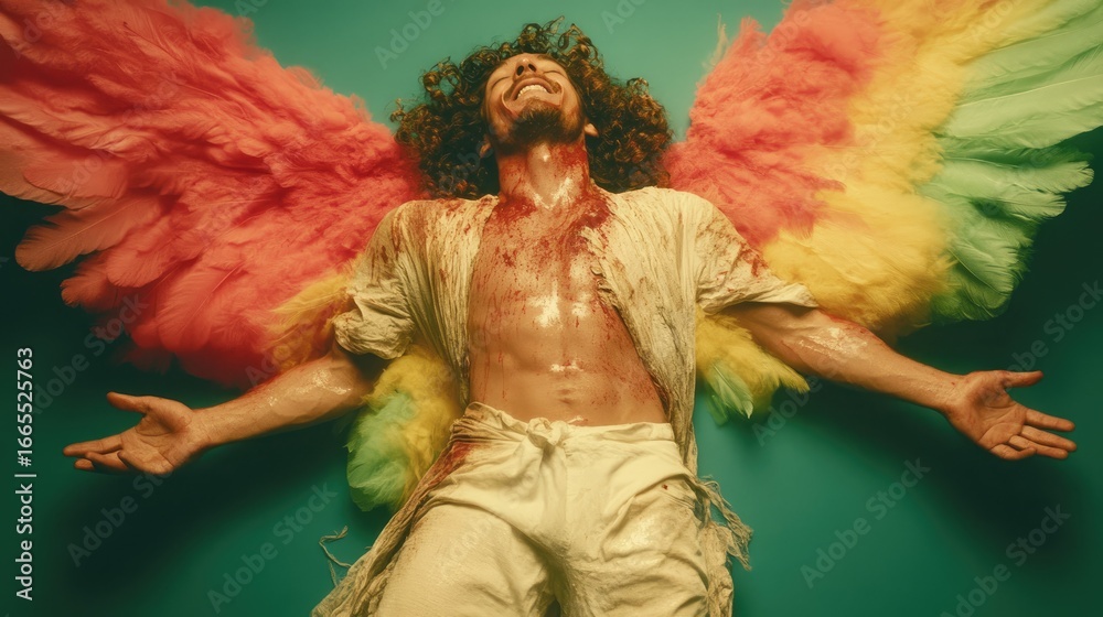 Fototapeta premium Fallen angel, vibrant colors