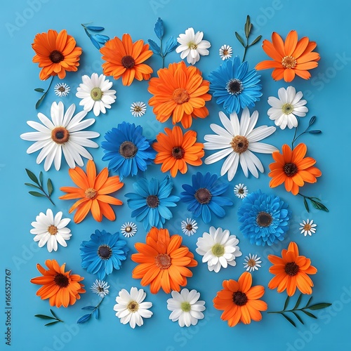 Wallpaper Mural Seamless daisy floral pattern design with yellow, pink, and orange gerbera flowers on a spring and summer background Torontodigital.ca