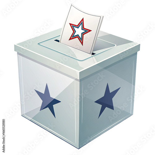 Cast your vote with confidence and participate in democracy with this iconic ballot box featuring a star-emblazoned ballot.