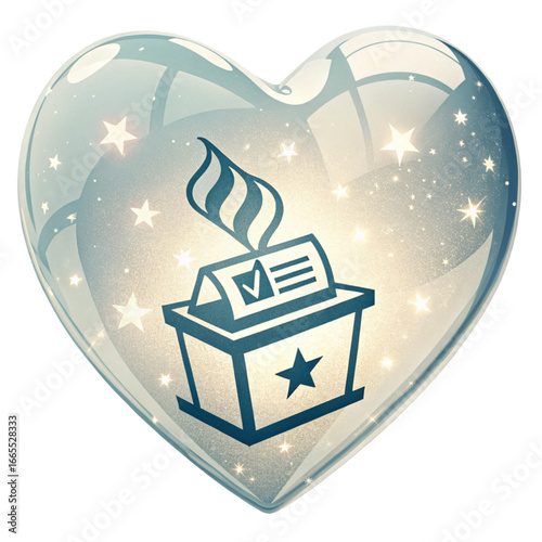 Love for Voting: Symbol of Democracy and Patriotic Heart, Perfect for Political Campaigns and Elections