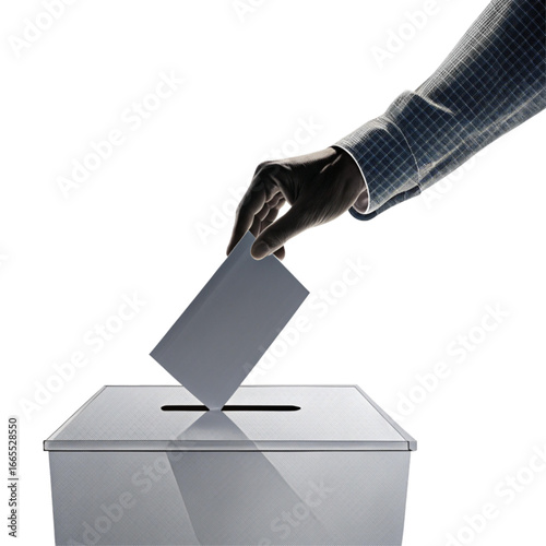 Hand casting ballot into voting box, exercising right to vote in democratic election, civic duty