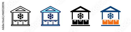 Cold Storage All In One Icon Multi Styles Vector Set