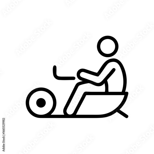 A simplified outline icon of a person working out on a rowing machine