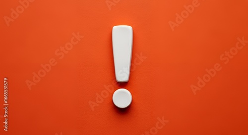 Wallpaper Mural White Exclamation Mark Symbol on Bright Orange Background for Warning or Alert Torontodigital.ca