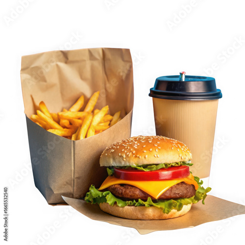 Classic burger fries and drink meal deal