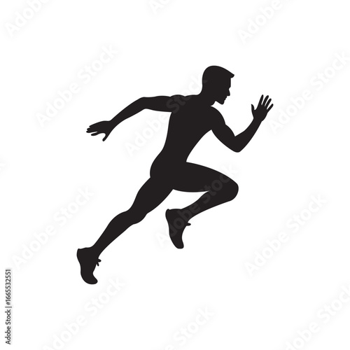 Fast runner athlete silhouette. Dynamic sprinting athlete silhouette for sport design.