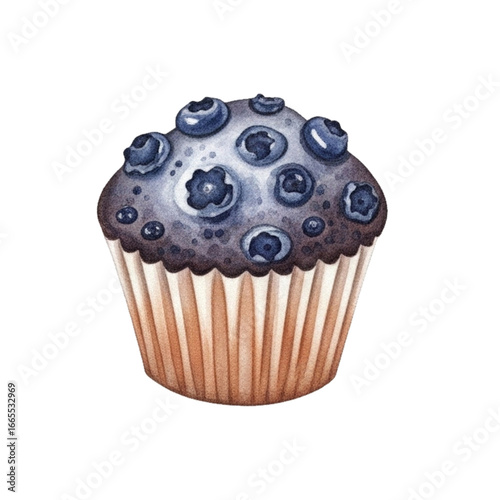 blueberry muffin isolated on white