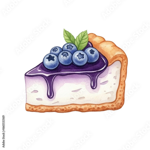 piece of  blueberry cheesecake isolated on white