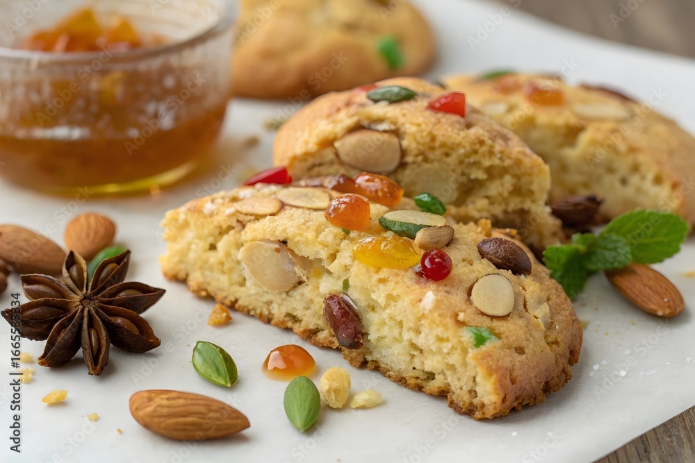 Fototapeta premium Homemade apple pie with nuts on a plate
