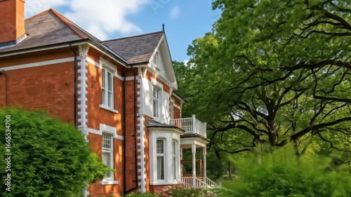 Wallpaper Mural Yellow House with Garden and Large Tree in Sunny Day Torontodigital.ca