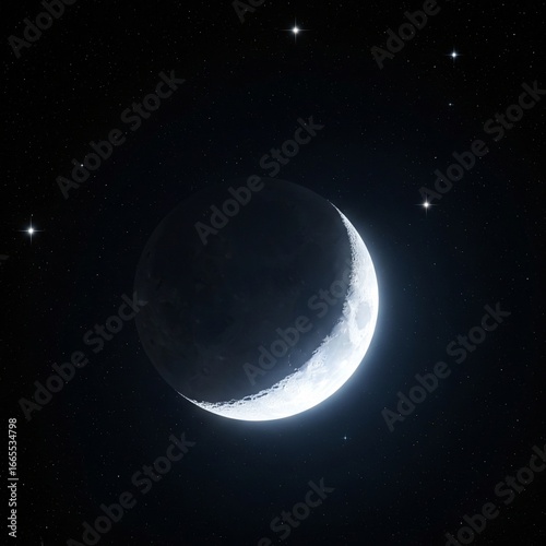 crescent moon and stars