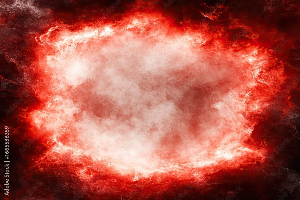 Fototapeta premium A fiery red burst with cloud-like formations, emanating a sense of heat and energy