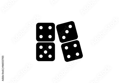 Black four dice showing different numbers png on transparent background