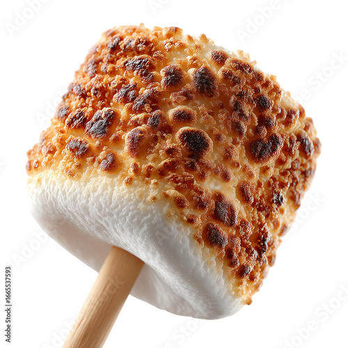 Delicious toasted marshmallow on a stick campfire treat dessert food isolated on transparant background