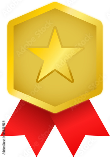 Gold Star award medal icon of achievement