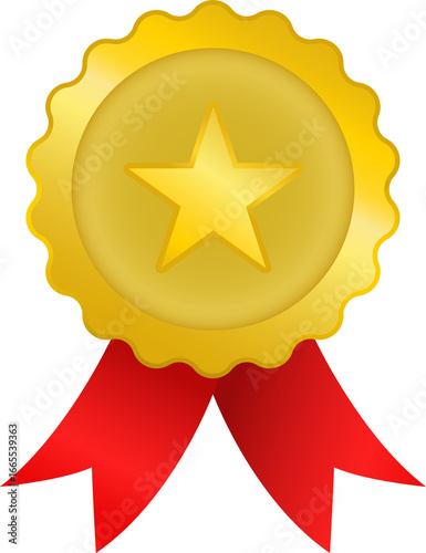Gold star medal badge award ribbon
