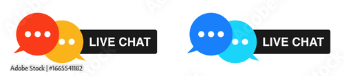 live chat label banner with chat icon speech bubble symbol Chat message icons - talk message Bubble chat icon. web vector icon collection set