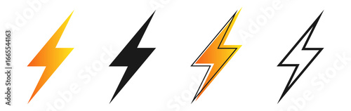 thunder bolt flash icon, flash lightning bolt icon - Electric power icon symbol - Power energy icon sign in filled, thin, line, outline and stroke style for apps and website