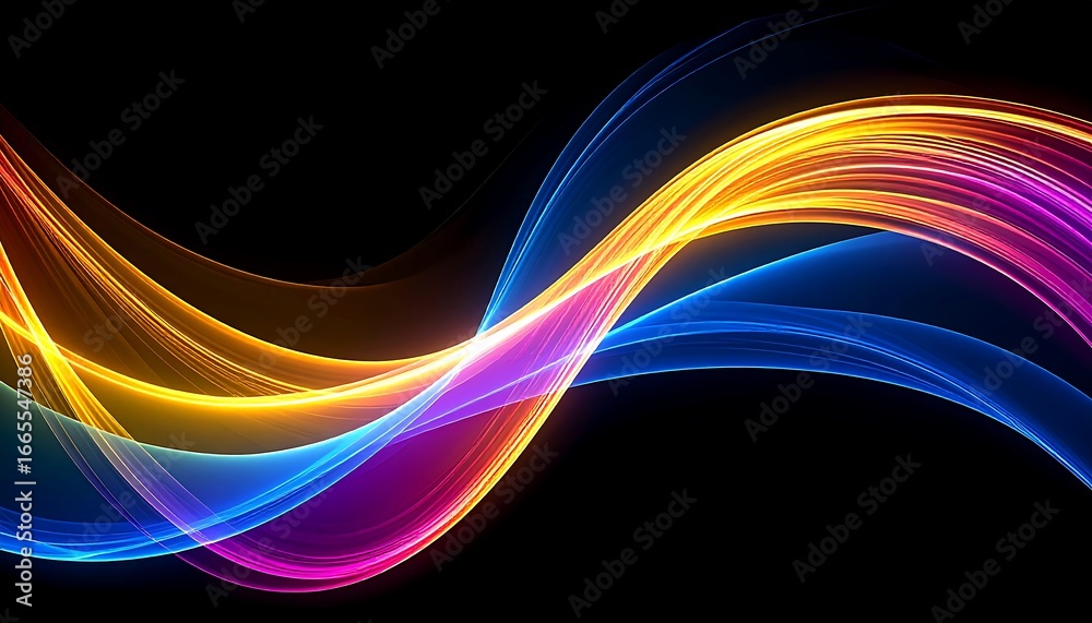 Naklejka premium Colorful Light Waves Abstract.