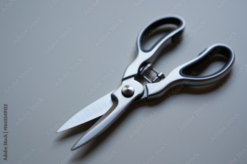 Obraz premium Heavy duty kitchen shears with comfortable grip on light surface