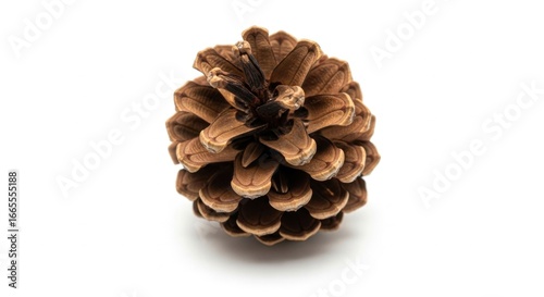 Pine Cone with Brown Scales on White Background for Nature and Wildlife Themes