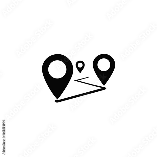 Flat route location vector icon isolated on white background. Concept of path or road. Journey simple illustration.
