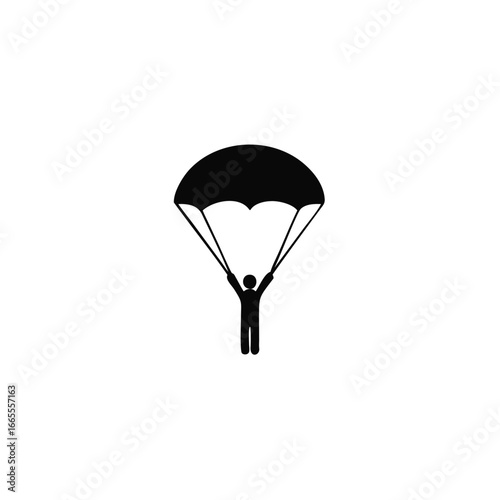 Parachutist flat vector icon isolated on white background.
