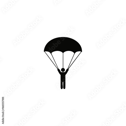 Parachutist flat vector icon isolated on white background.
