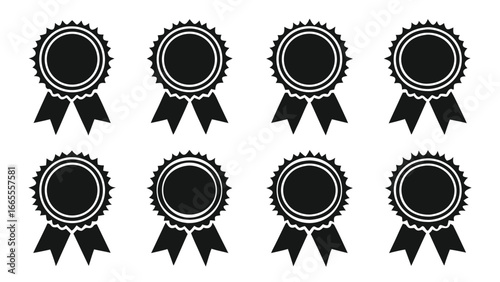 Black rosette awards ribbon white